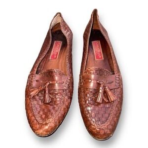 Cole Haan Country Brown Woven Leather Tassel Loafers Italy Mens 10.5 B W3506